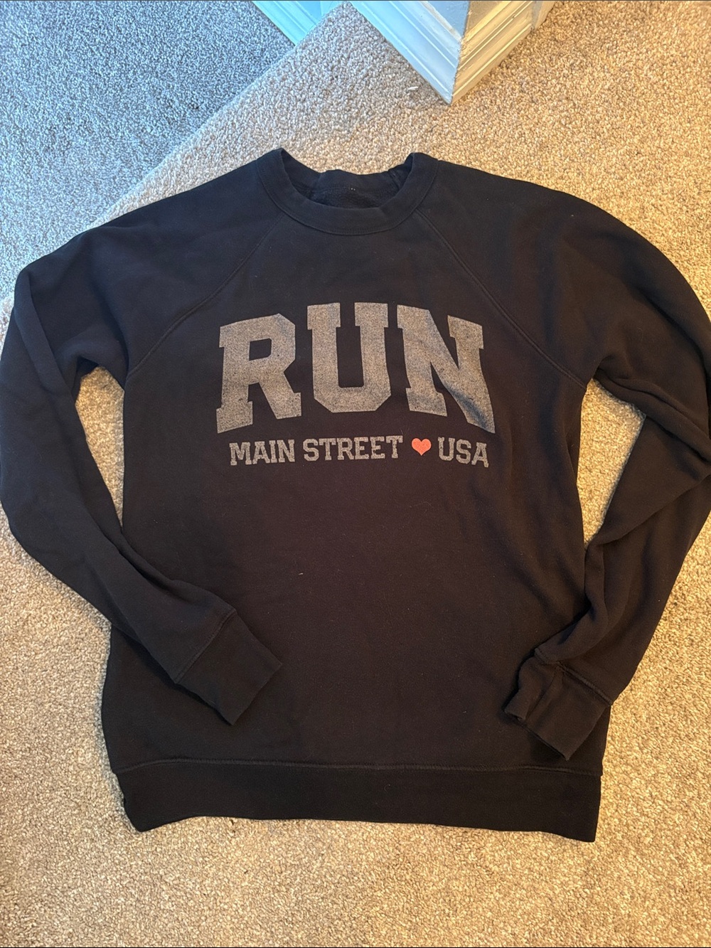 Sarah Marie Design Studo RUN Main Street USA Black Crewneck Sweatshirt